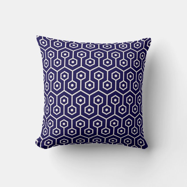 Coussin Bleu de cobalt moderne de motif de nid d'abeilles (Recto)