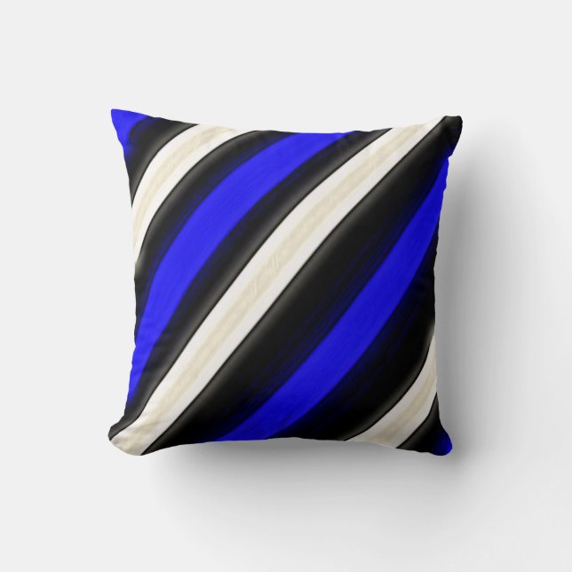 Coussin Bleu de cobalt, noir et blanc Diagonal (Recto)