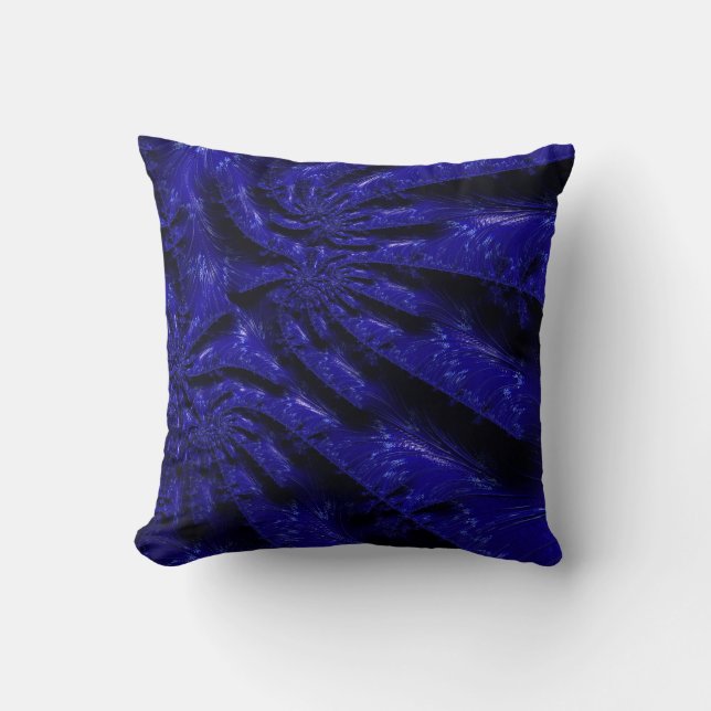 Coussin Bleu de Cobalt spectaculaire et noir aspect sculpt (Recto)