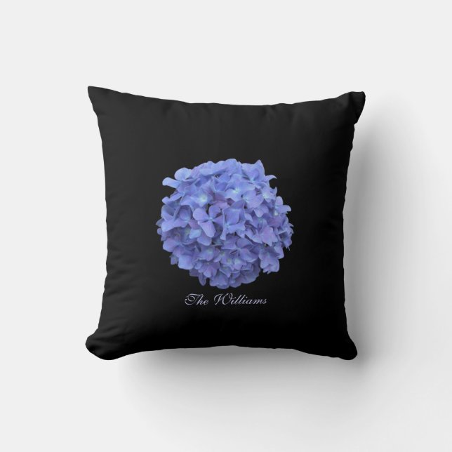 Coussin bleu de fleur de fleur d'hortensia (Recto)