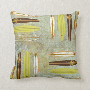 Coussin bleu de formica de carreau de planches de surf de