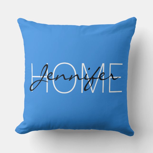 Coussin Bleu de France couleur maison monogramme (Recto)