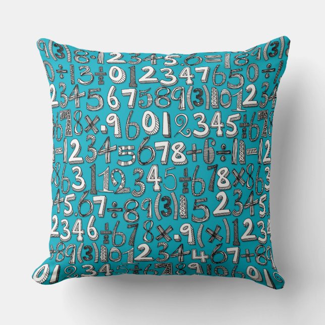 Coussin bleu de griffonnage de maths (Recto)