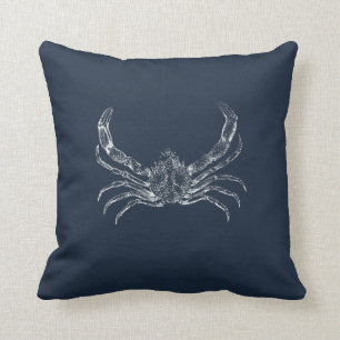 Coussin Bleu de la marine nautique poisson étoile et crabe