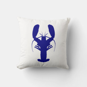 Coussin Bleu de la marine sur le blanc Décor côtier Homard
