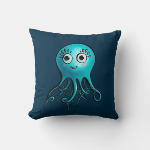 Coussin Bleu de la pieuvre mûre Cartographie animal marin