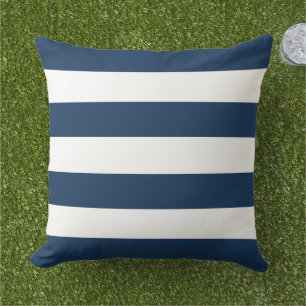 Coussin Bleu de marine classique simple rayures horizontal