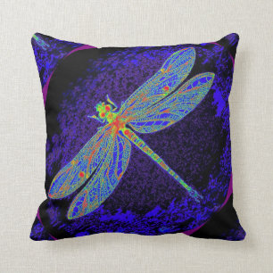 Coussin bleu de minuit de libellule de gaze par