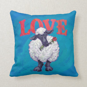 Coussin Bleu de moutons de têtes et de queues de BREBIS