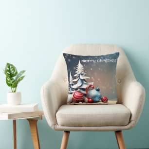 Coussin Bleu de neige et Bal blanc décoratif Joyeuses vaca