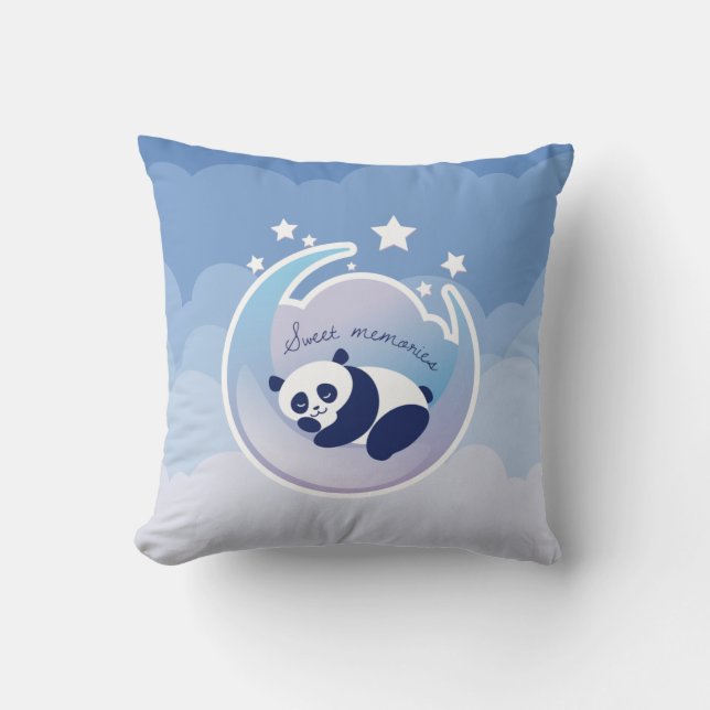 Coussin bleu de panda de sommeil (Recto)