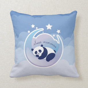 Coussin bleu de panda de sommeil