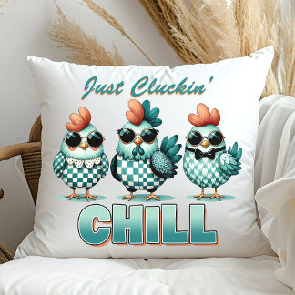 Coussin Bleu de poule "Juste Cluckin Chill"