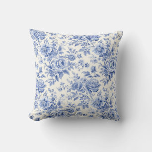 Coussin Bleu de toile à fleurs