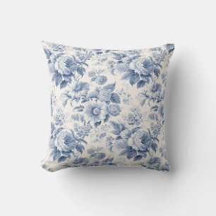 Coussin Bleu de toile à fleurs