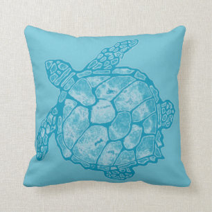 Coussin bleu de tortue de mer de batik