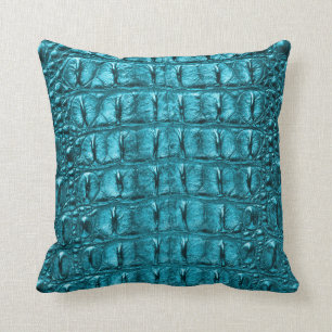 Coussin Bleu de turquoise de peau de crocodile d'alligator
