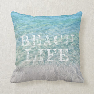 Coussin Bleu de turquoise tropical de plage sablonneuse de