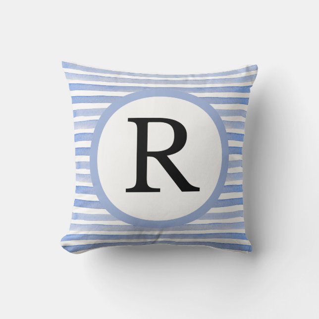 Coussin Bleu Décontracté "R" initial personnalisé (Recto)