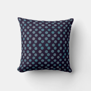 Coussin bleu denim, noir d'ébène et pois bleu de brume