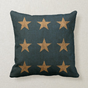 Coussin Bleu d'étoiles et naturel rustiques