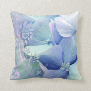 Coussin bleu d'hortensia de lavande de bigorneau