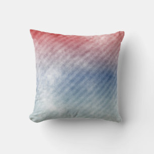 Coussin Bleu diagonale et rose rayure moderne lancer