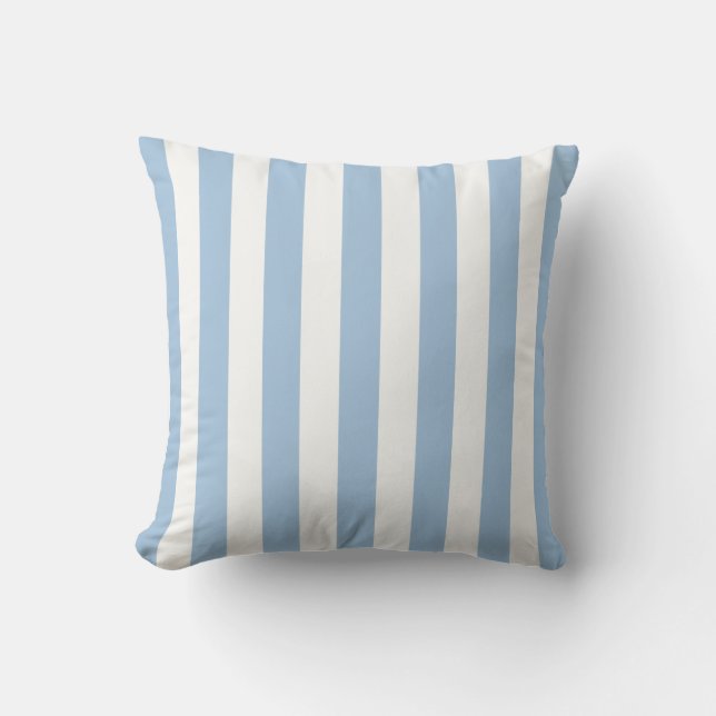 Coussin Bleu doux en bandes intemporelles (Recto)