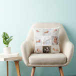 Coussin bleu doux un beigne 1er anniversaire multi photo<br><div class="desc">mignon beigne bleu premier anniversaire photo collage. Conception de texte de script moderne. Partie d'une collection.</div>