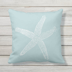 Coussin Bleu en pastel de Seafoam d'illustration vintage