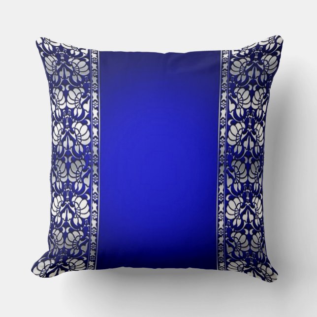 Coussin Bleu et argent élégant (Recto)