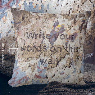 Coussin bleu et beige Abstrait (mur fissuré)