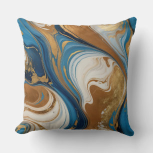 Coussin Bleu et beige de cuivre marbré