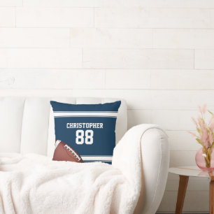 Coussin Bleu et blanc barre le football du Jersey