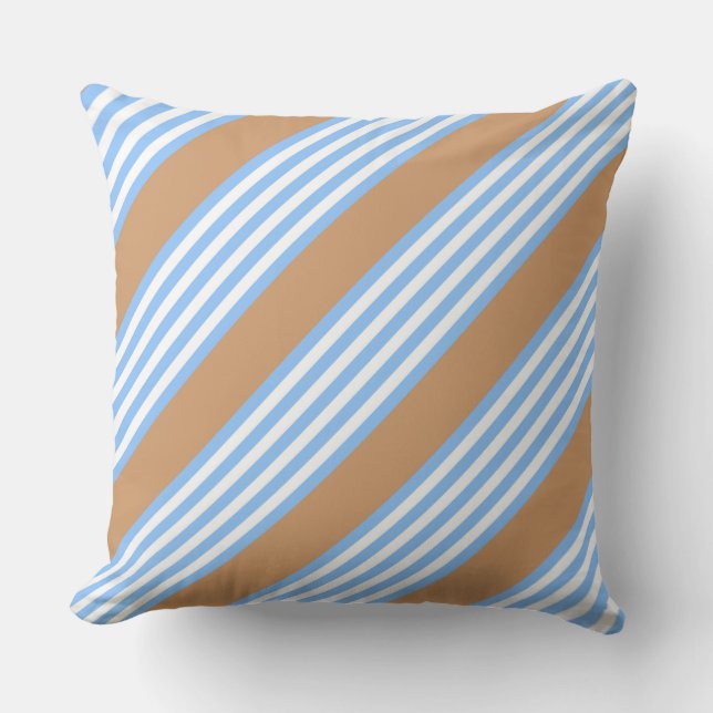Coussin Bleu et blanc cinq bandes motif avec bronze (Recto)
