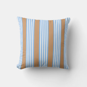 Coussin Bleu et blanc cinq bandes motif avec bronze