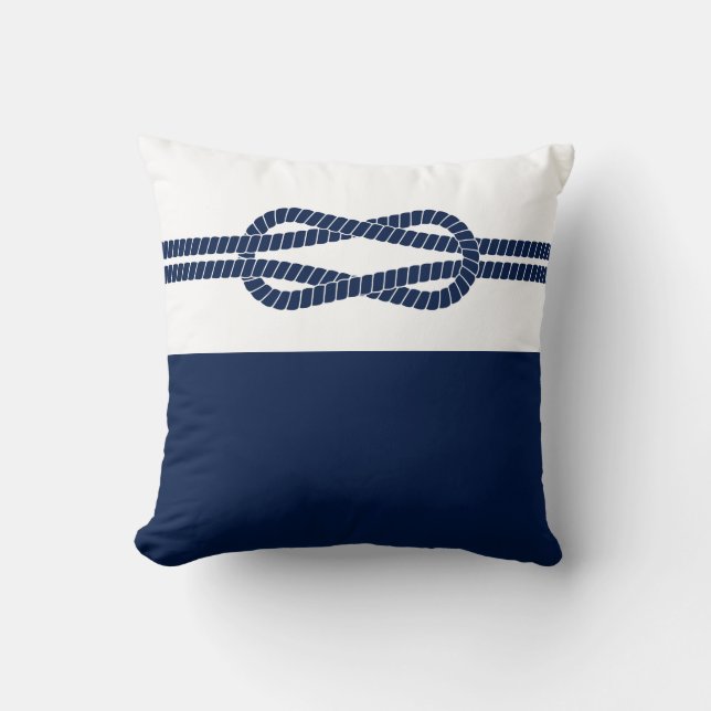 Coussin Bleu et blanc, corde marine - Maritime (Recto)
