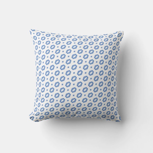 Coussin Bleu et blanc de Cornflower : Geometriana (Recto)