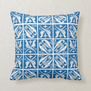 Coussin Bleu et blanc de Delft de perruches