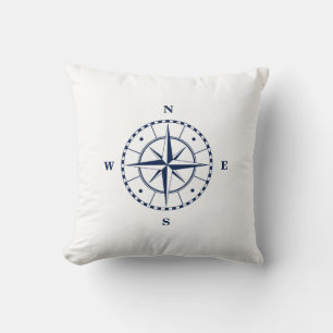 Coussin Bleu et blanc de la boussole Star