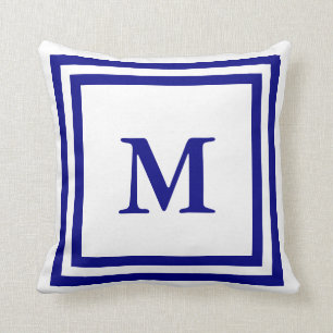 Coussin Bleu et blanc de la marine monogramme