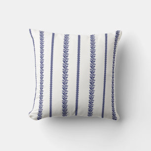 Coussin Bleu et Blanc Rayures Botaniques Côtières