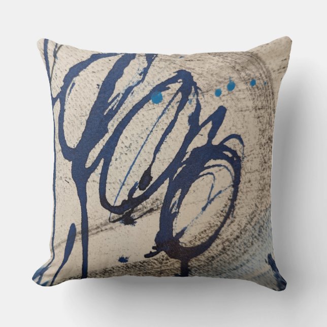 Coussin Bleu et gris abstrait  (Recto)