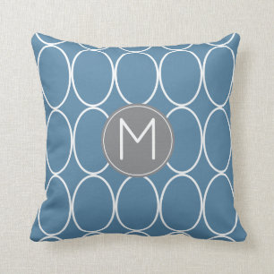 Coussin Bleu et gris de monogramme de conception graphique
