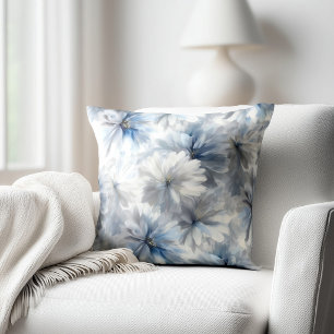 Coussin Bleu et gris floral