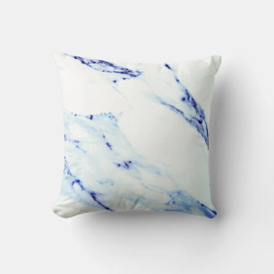 Coussin Bleu et Marbre blanc