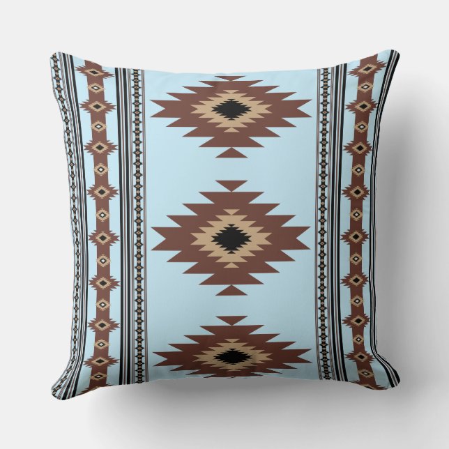 Coussin Bleu et marron de style sud-ouest (Verso)