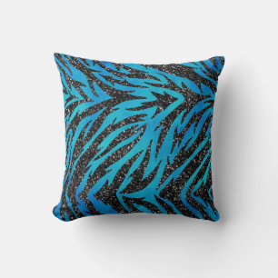 Coussin Bleu et noir tigre rayé