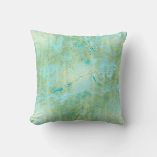 Coussin Bleu et or Moderne Marbré Abstrait Tache de marbre