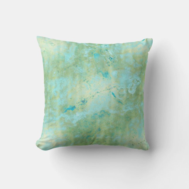 Coussin Bleu et or Moderne Marbré Abstrait Tache de marbre (Recto)